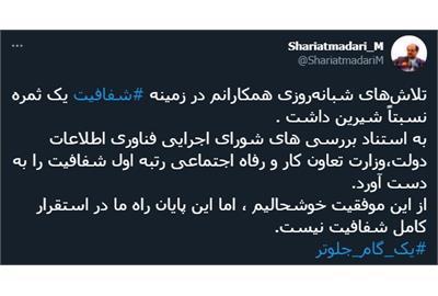 شریعتمداری : وزارت تعاون،کار و رفاه اجتماعی رتبه اول شفافیت شریعتمداری : وزارت تعاون،کار و رفاه اجتماعی رتبه اول شفافیت را به دست آورد